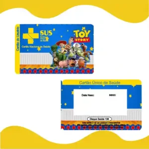 Cartão do SUS digital personalizado Toy Story para imprimir com arte frente e verso em PNG e PDF