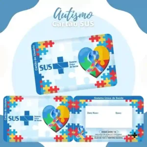 Cartão do SUS digital personalizado autismo para imprimir com arte frente e verso em PNG e PDF
