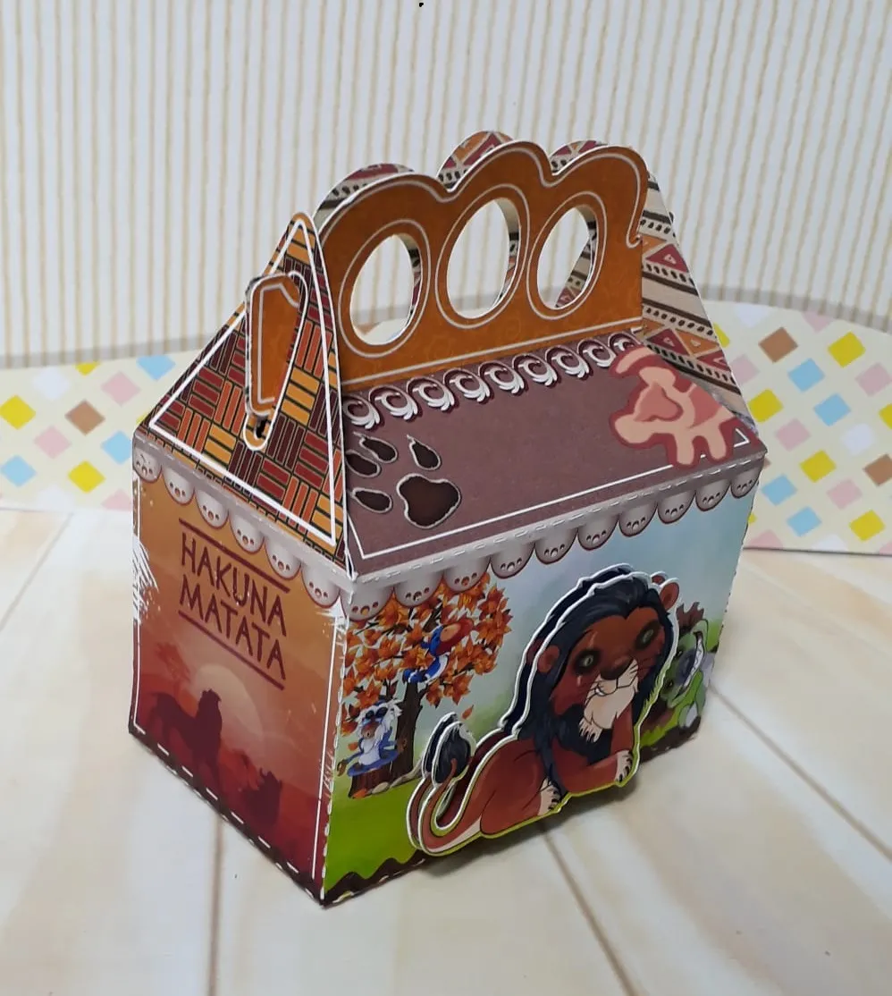 Elementos para topo e decoração de aniversário no tema Rei Leão em arquivo digital formato Studio e PDF.