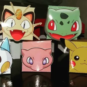 Arquivo de corte para decoração molde de caixa no tema Pokémon no formato Studio para Silhouette em alta resolução.
