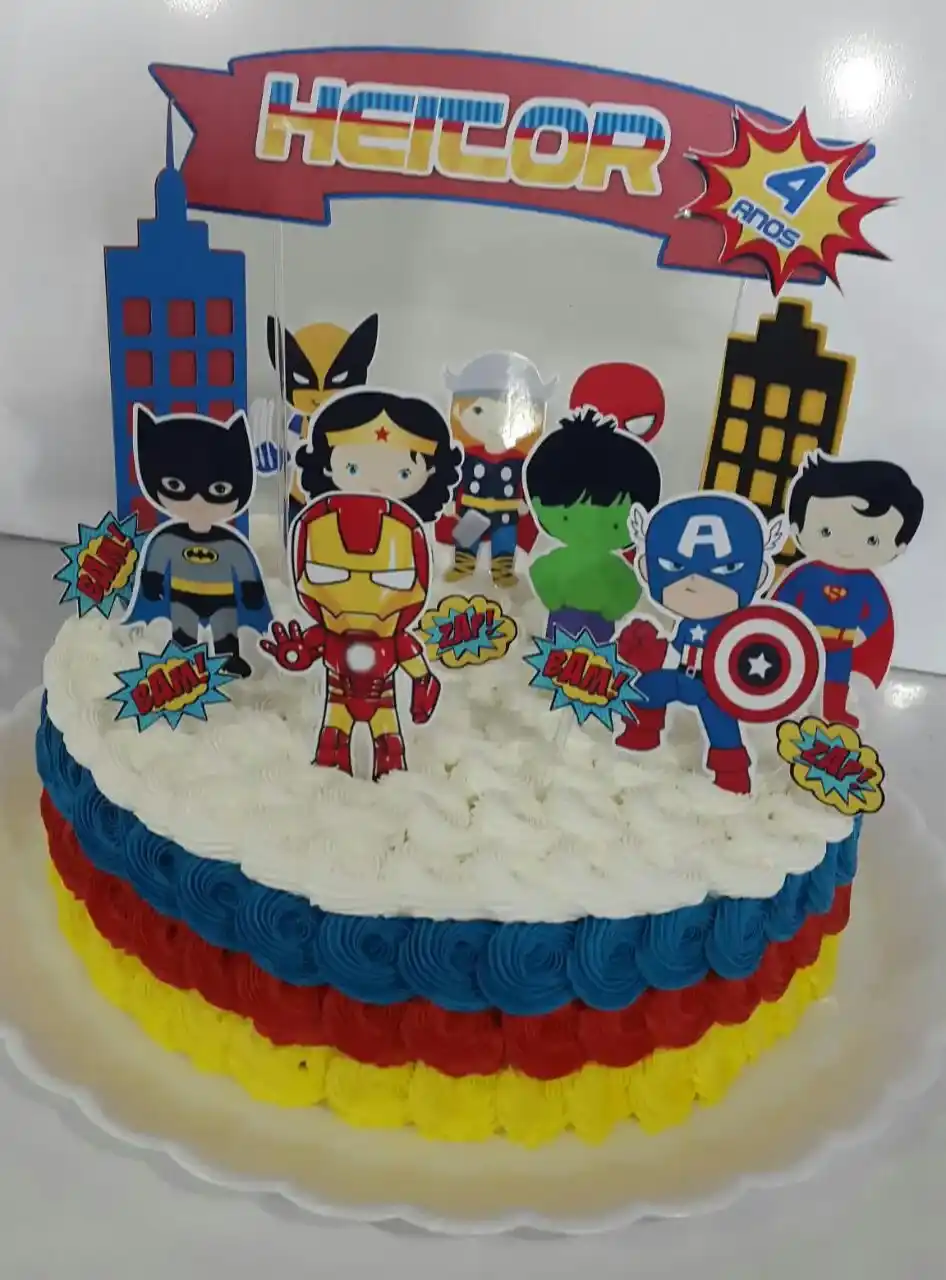 Arquivo de corte para decoração topo de bolo no tema Super Heróis no formato Studio para Silhouette em alta resolução.