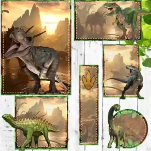Etiqueta escolar Dinossauros para editar Studio em adesivo para caderno e lápis para imprimir e organizar