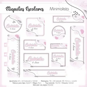 Etiqueta Escolar Minimalista Studio, Png e Pdf