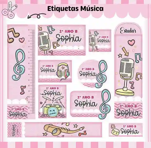 Etiqueta Escolar Musica Menina Para Imprimir
