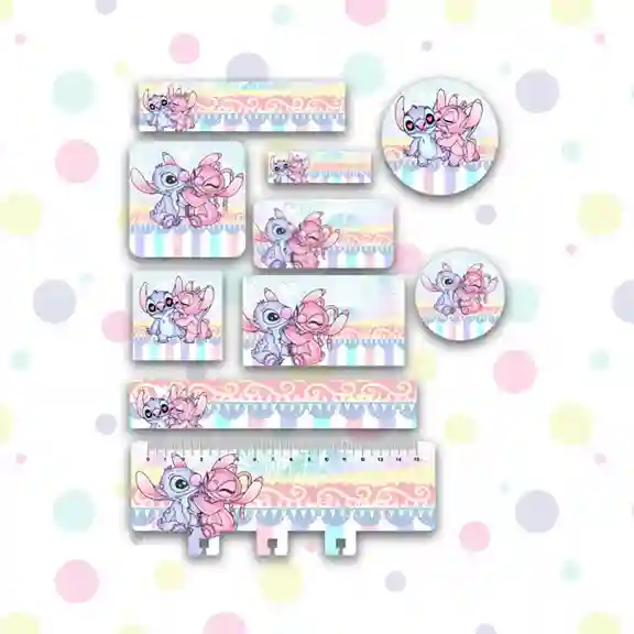 Etiqueta escolar Stitch para editar e imprimir em adesivo para caderno e lápis para organizar