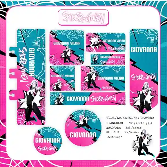 Etiqueta escolar personalizada Aranha Fantasma em adesivo para caderno e lápis para imprimir e editar