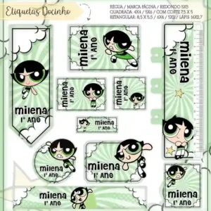 Etiqueta escolar personalizada tema Docinho em adesivo para caderno e lápis para imprimir e editar
