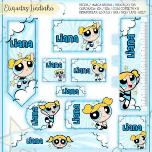Etiqueta escolar personalizada tema Lindinha em adesivo para caderno e lápis para imprimir e editar