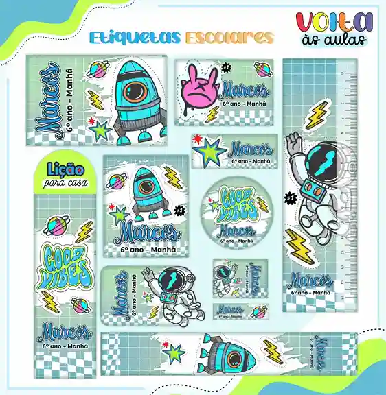 Etiqueta Escolar Personalizado Adolescente