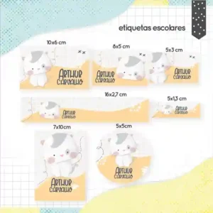 Etiqueta Escolar Personalizado Tema Gatinho