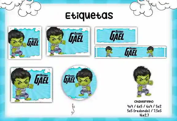 Etiqueta escolar personalizada tema Hulk em adesivo para caderno e lápis para imprimir e editar