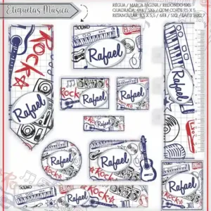 Etiqueta Escolar Personalizado Tema Música