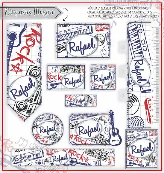 Etiqueta Escolar Personalizado Tema Música