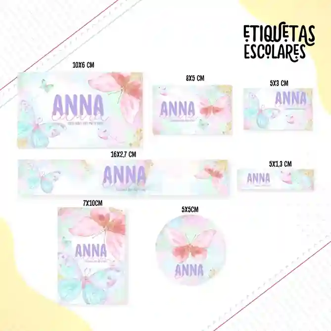 Etiqueta escolar borboleta para imprimir png