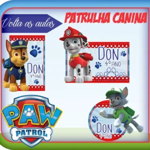 Kit de etiquetas no tema Patrulha Canina nos formatos Studio, PNG e PDF em alta resolução para personalizados e corte.