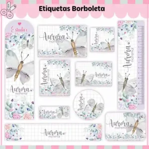 Etiquetas escolares personalizadas borboletas