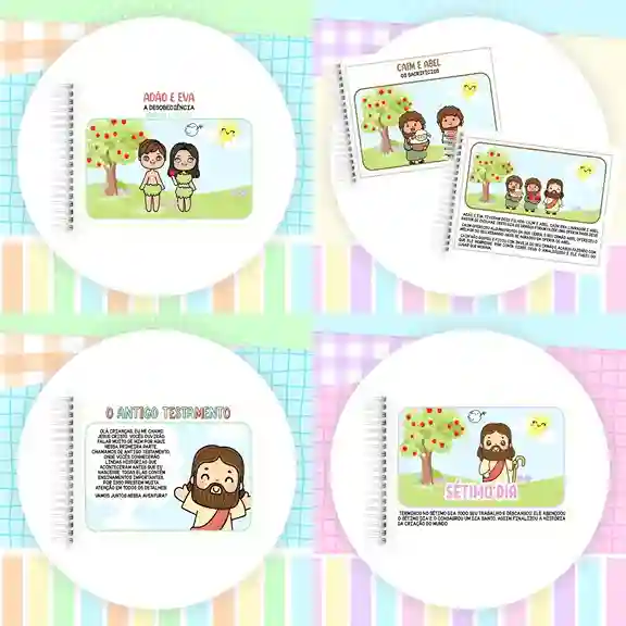 Livro de histórias da Bíblia infantil para imprimir com capa em PNG e miolo em PDF