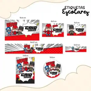 Kit Adesivo Escolar Personalizado Super Heróis
