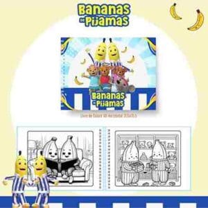 Livro de colorir e pintar Bananas em Pijama para imprimir em caderno digital com capa em PNG e miolo em PDF