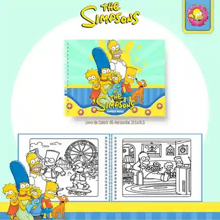 Livro de colorir e pintar Os Simpsons para imprimir em caderno digital com capa em PNG e miolo em PDF