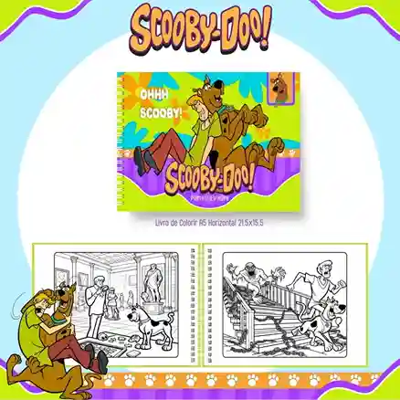 Livro de colorir e pintar Scooby Doo para imprimir em caderno digital com capa em PNG e miolo em PDF