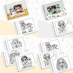 Livro de colorir digital Harry Potter para imprimir e pintar com capa em PNG e miolo em PDF