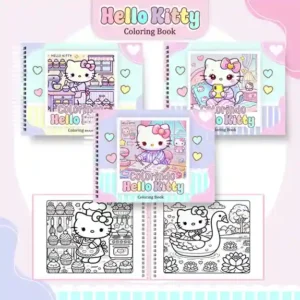 Livro de colorir e pintar Hello Kitty para imprimir em caderno digital com capa em PNG e miolo em PDF