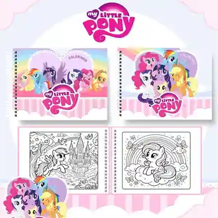 Livro de colorir e pintar My Little Pony para imprimir em caderno digital com capa em PNG e miolo em PDF