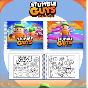 Livro de colorir e pintar Stumble Guys para imprimir em caderno digital com capa em PNG e miolo em PDF