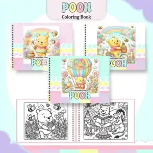 Livro de colorir e pintar Ursinho Pooh para imprimir em caderno digital com capa em PNG e miolo em PDF