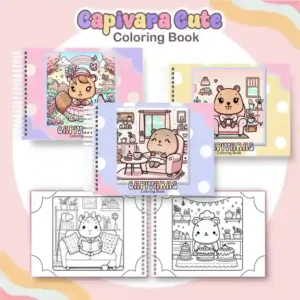 Livro de colorir e pintar Capivara para imprimir em caderno digital com capa em PNG e miolo em PDF