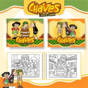 Livro de colorir e pintar Chaves para imprimir em caderno digital com capa em PNG e miolo em PDF