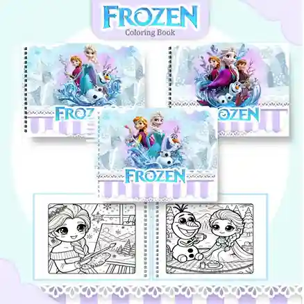 Livro de colorir e pintar Frozen para imprimir em caderno digital com capa em PNG e miolo em PDF