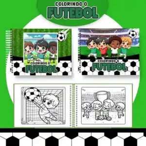 Livro de colorir e pintar Futebol para imprimir em caderno digital com capa em PNG e miolo em PDF