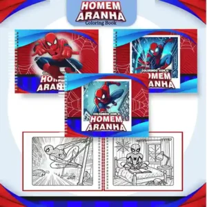 Livro de colorir e pintar Homem Aranha para imprimir em caderno digital com capa em PNG e miolo em PDF