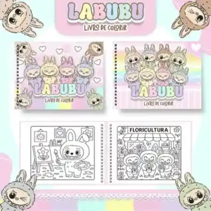 Livro de colorir e pintar Labubu para imprimir em caderno digital com capa em PNG e miolo em PDF