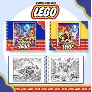 Livro de colorir e pintar Lego para imprimir em caderno digital com capa em PNG e miolo em PDF