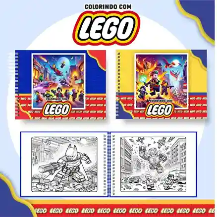 Livro de colorir e pintar Lego para imprimir em caderno digital com capa em PNG e miolo em PDF