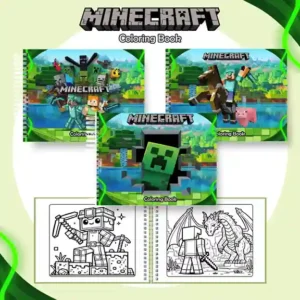 Livro de colorir e pintar Minecraft para imprimir em caderno digital com capa em PNG e miolo em PDF
