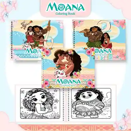 Livro de colorir e pintar Moana para imprimir em caderno digital com capa em PNG e miolo em PDF