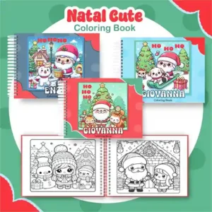 Livro de colorir e pintar Natal para imprimir em caderno digital com capa em PNG e miolo em PDF