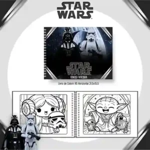Livro de colorir e pintar Star Wars para imprimir em caderno digital com capa em PNG e miolo em PDF