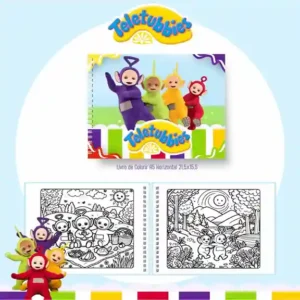 Livro de colorir e pintar Teletubbies para imprimir em caderno digital com capa em PNG e miolo em PDF