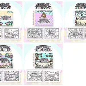 Livro de colorir e pintar Versículos para imprimir em caderno digital com capa em PNG e miolo em PDF