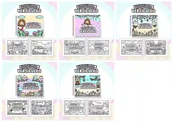 Livro de colorir e pintar Versículos para imprimir em caderno digital com capa em PNG e miolo em PDF