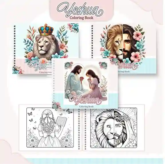Livro de colorir e pintar Yeshua para imprimir em caderno digital com capa em PNG e miolo em PDF