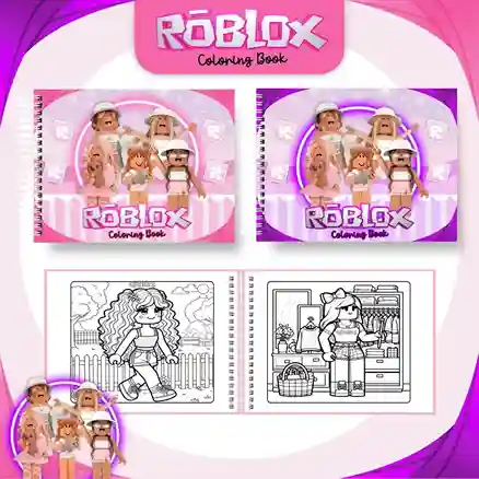 Livro de colorir e pintar Roblox Menina para imprimir em caderno digital com capa em PNG e miolo em PDF