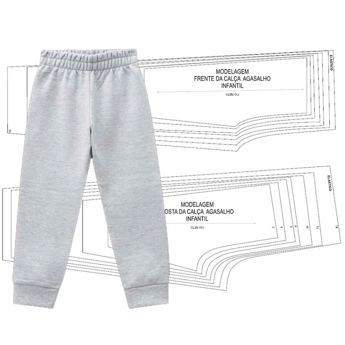 Molde de costura calca moletom infantil para imprimir em PDF moldes de roupa infantil formato A4 e grafica