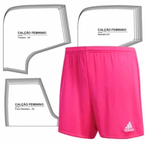 Molde de costura calcao short feminino futebol para imprimir em PDF moldes de roupa feminina formato A4 e grafica