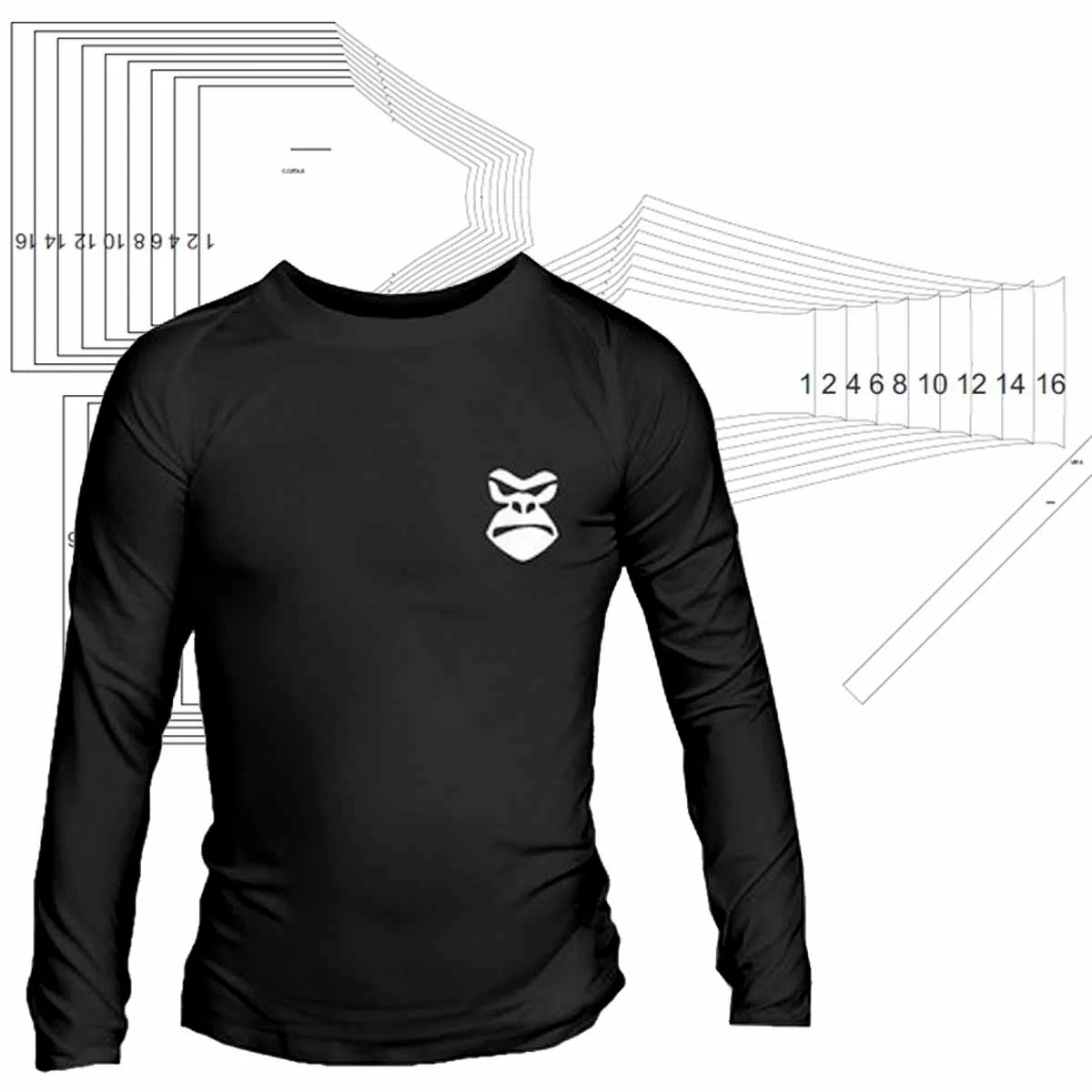 Molde de costura camisa rash guard infantil para imprimir em PDF moldes de roupa infantil formato A4 e grafica